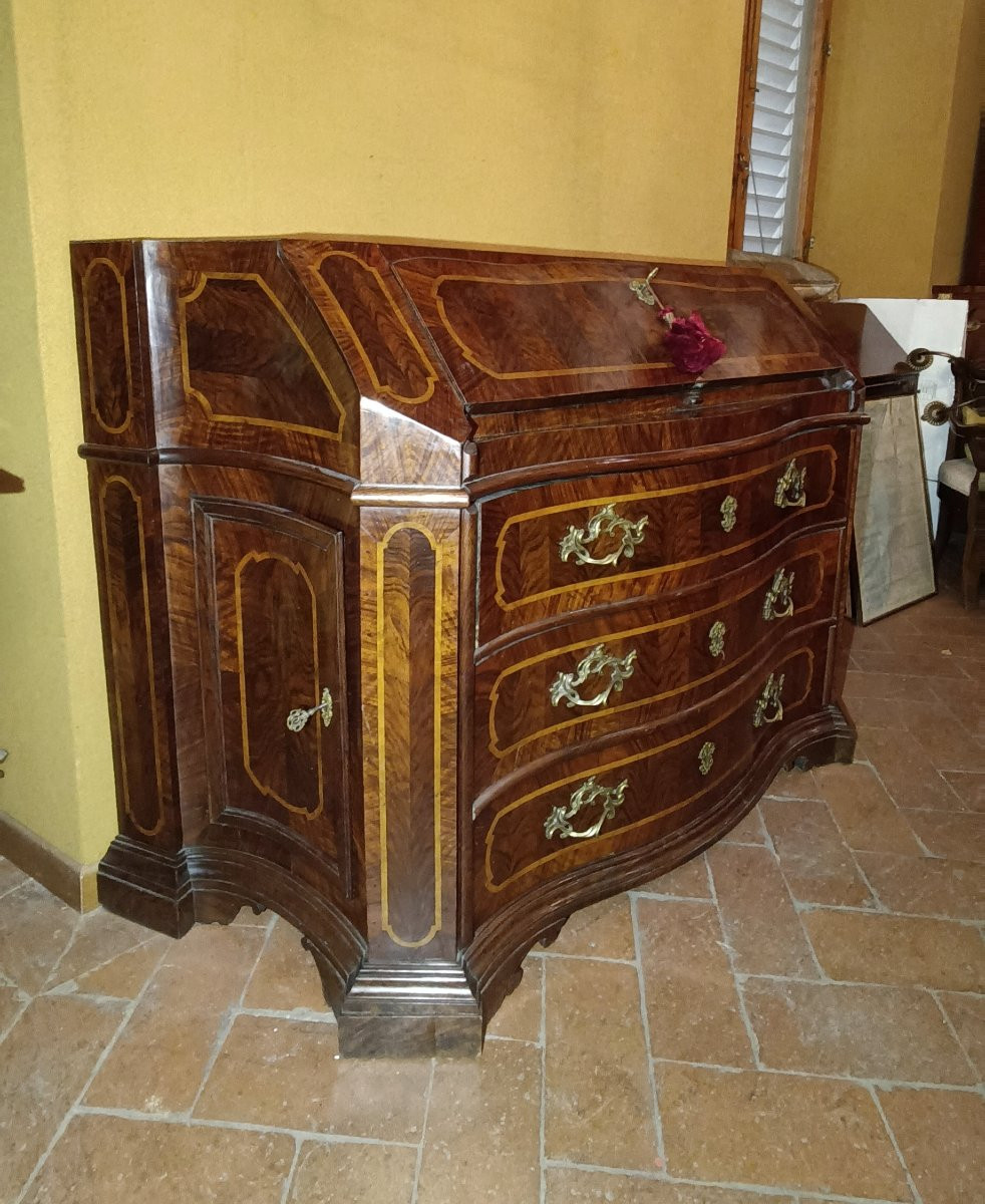 Mid-19th Century Louis XV Drop-down Chest Of Drawers With Inlays-photo-2