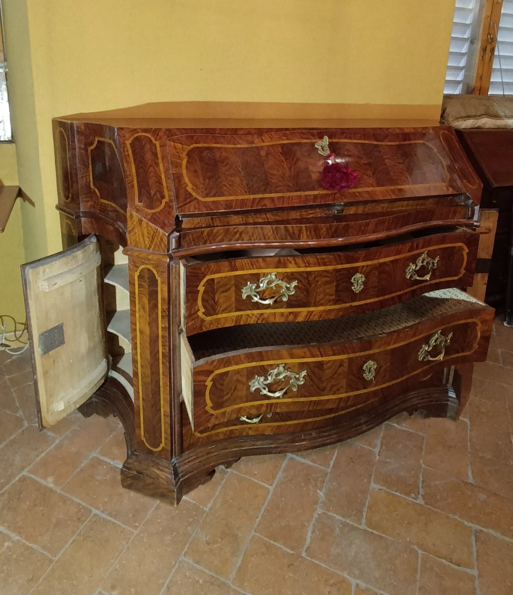 Mid-19th Century Louis XV Drop-down Chest Of Drawers With Inlays-photo-2