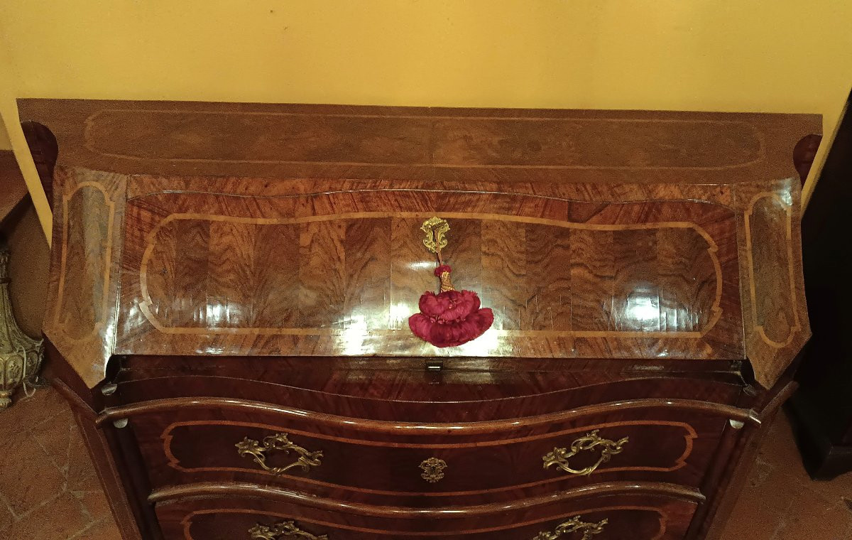 Mid-19th Century Louis XV Drop-down Chest Of Drawers With Inlays-photo-4