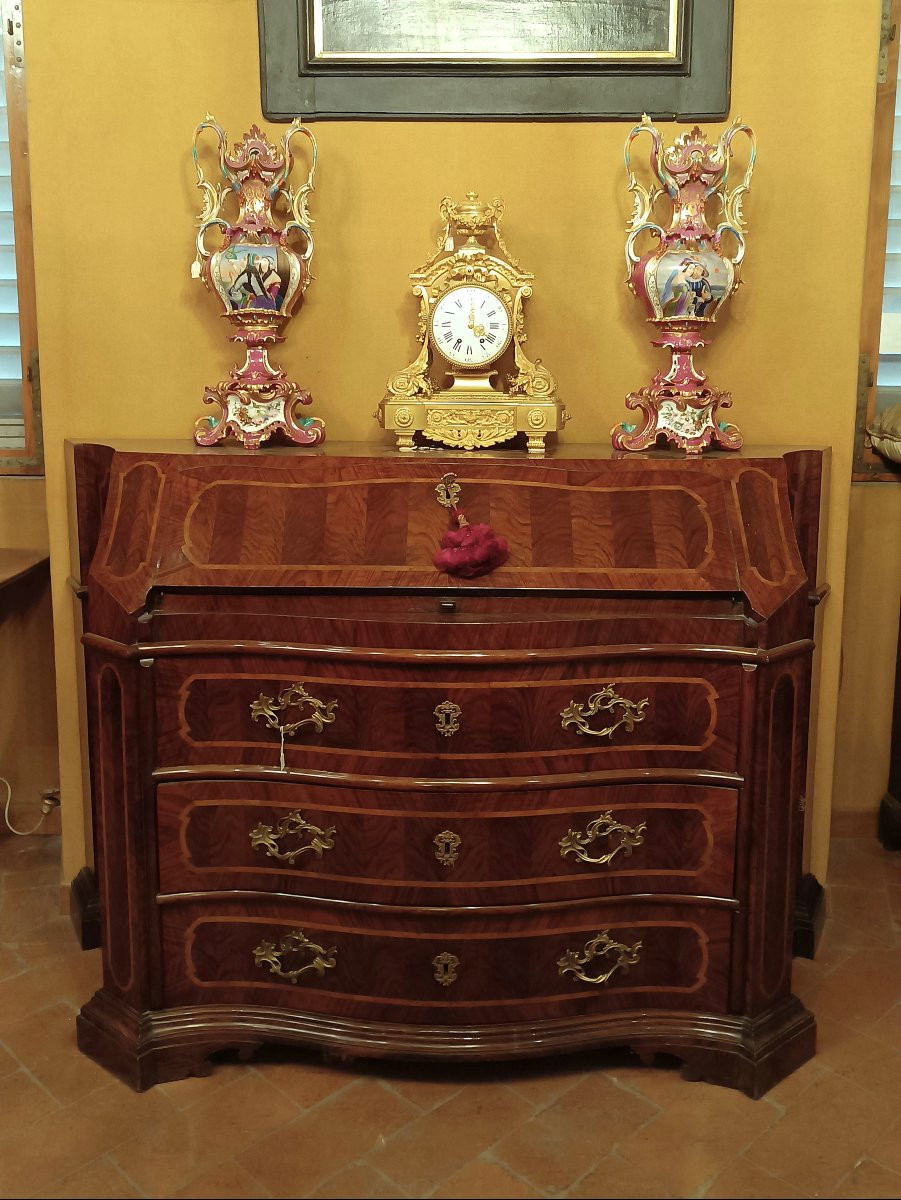 Mid-19th Century Louis XV Drop-down Chest Of Drawers With Inlays-photo-8
