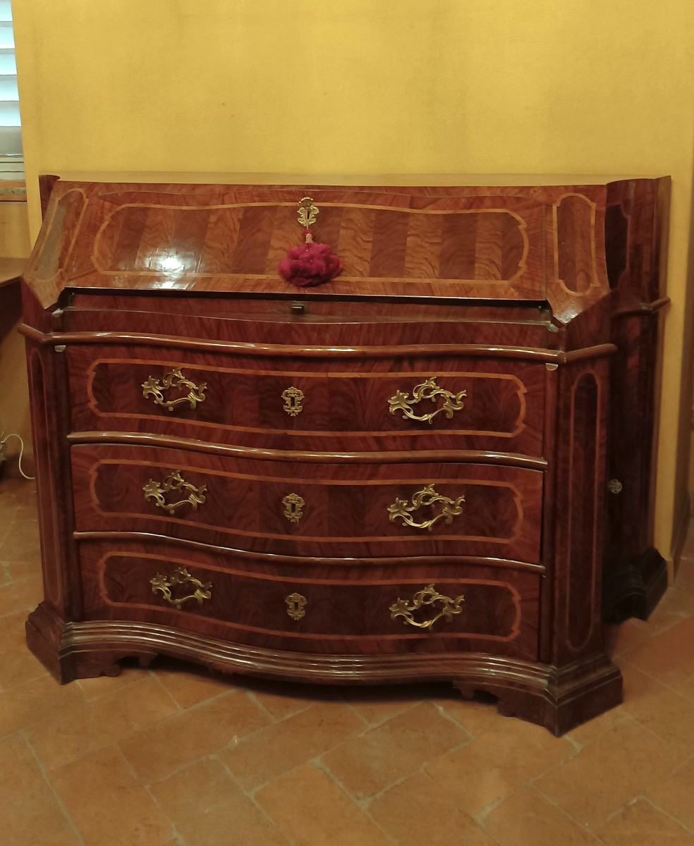 Mid-19th Century Louis XV Drop-down Chest Of Drawers With Inlays