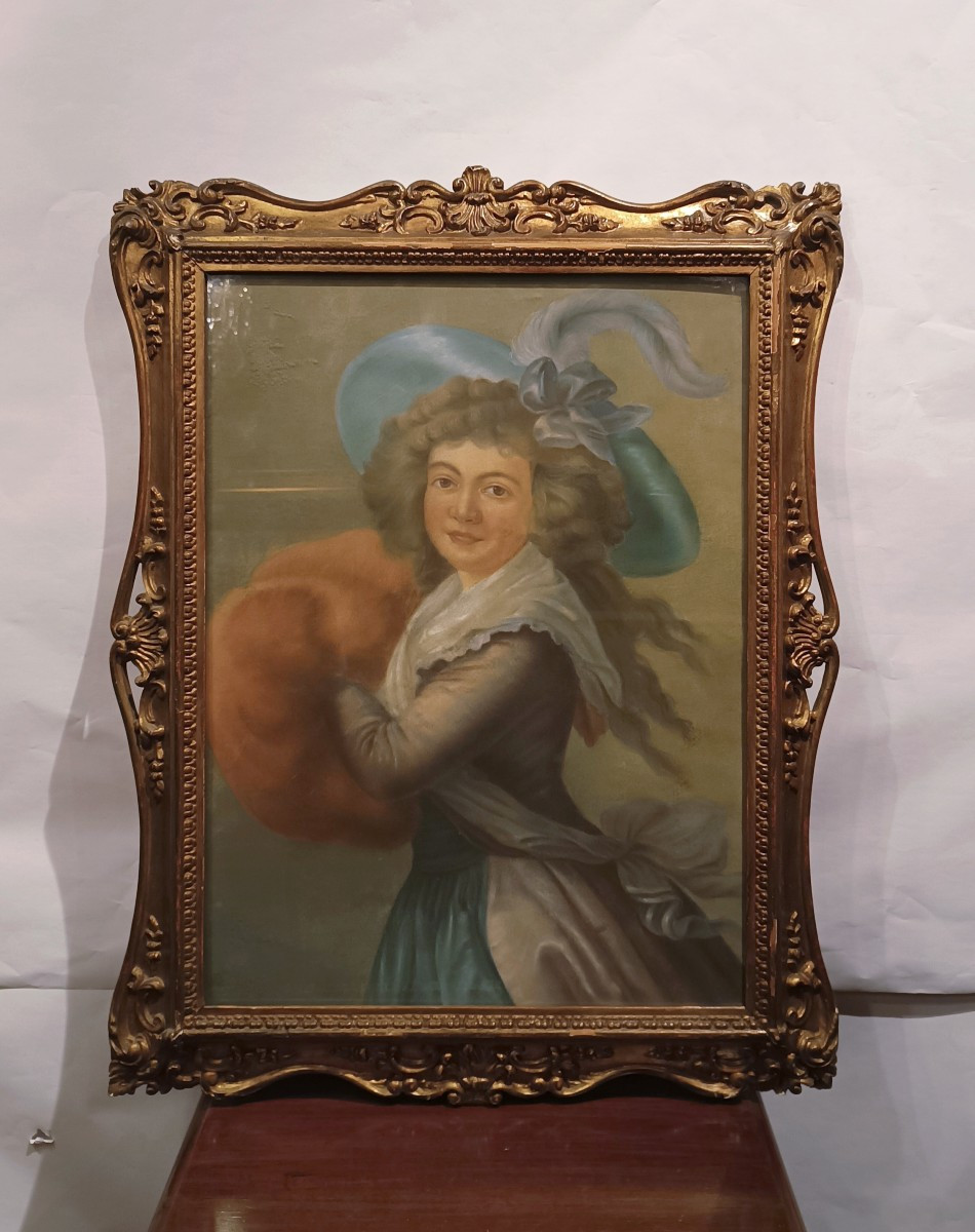 PORTRAIT AU PASTEL D'UNE FEMME DÉBUT DU 19ème SIÈCLE