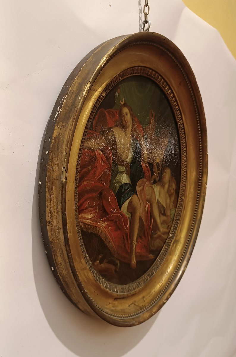 Early 18th Century Painting Of Diana On A Throne-photo-2