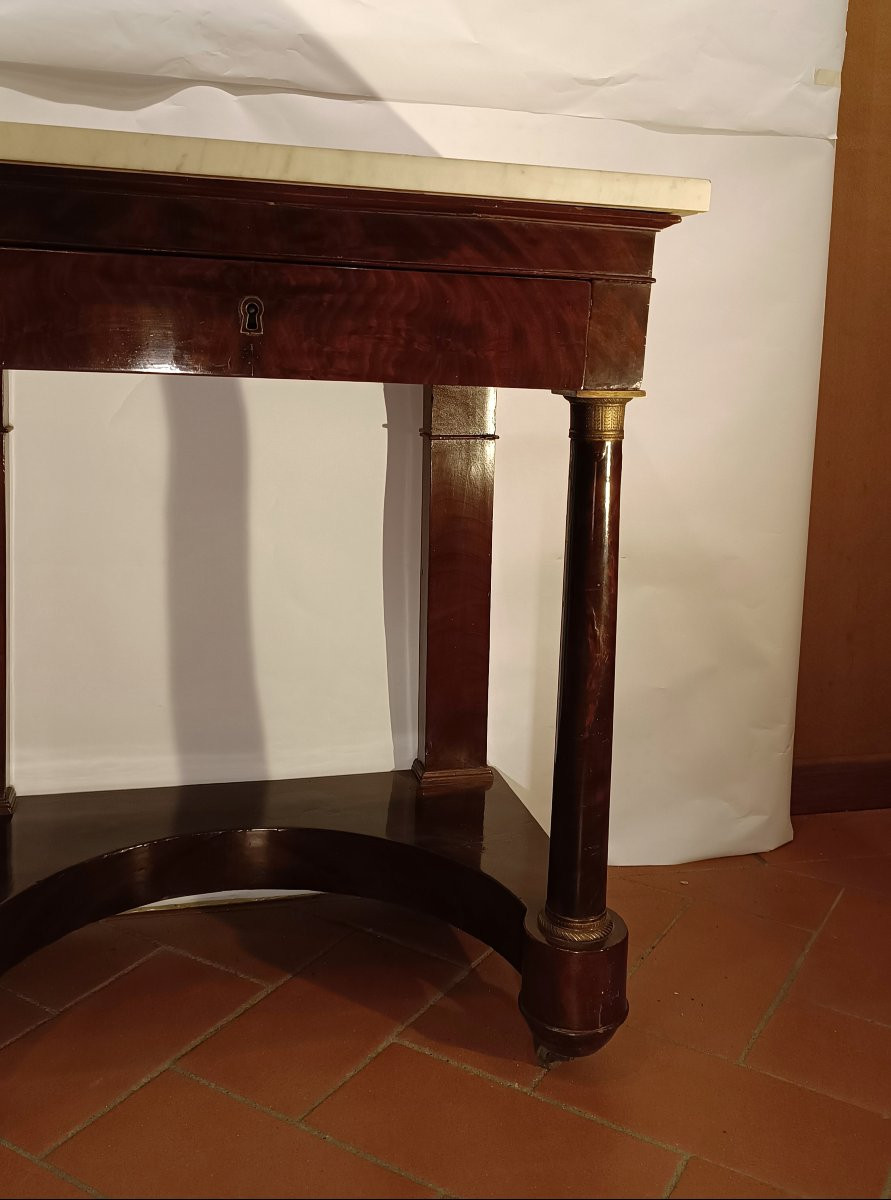 PETITE CONSOLE EN ACAJOU ET MARBRE DÉBUT DU 19ème SIÈCLE-photo-3
