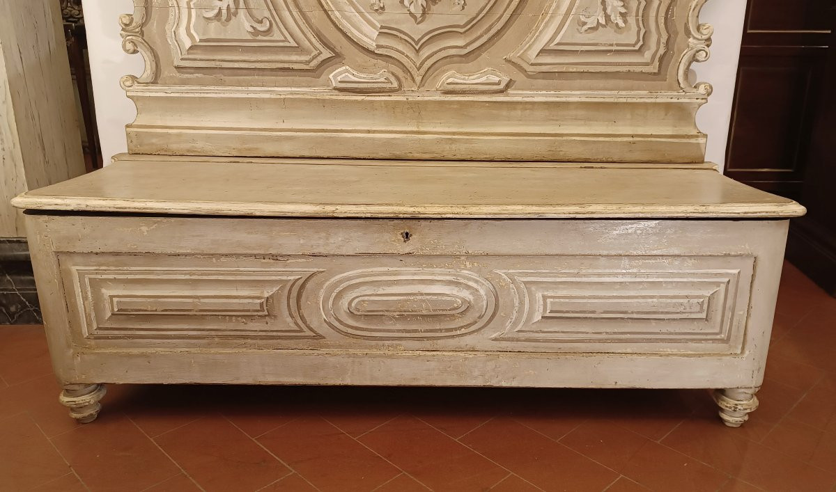 BANC EN NOYER LAQUÉ DÉBUT DU 19ème SIÈCLE-photo-2