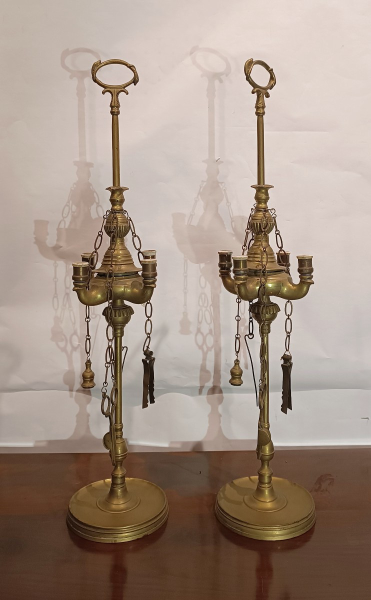 PAIRE DE LAMPES À PÉDALE FLORENTINES DÉBUT DU 19ème SIÈCLE