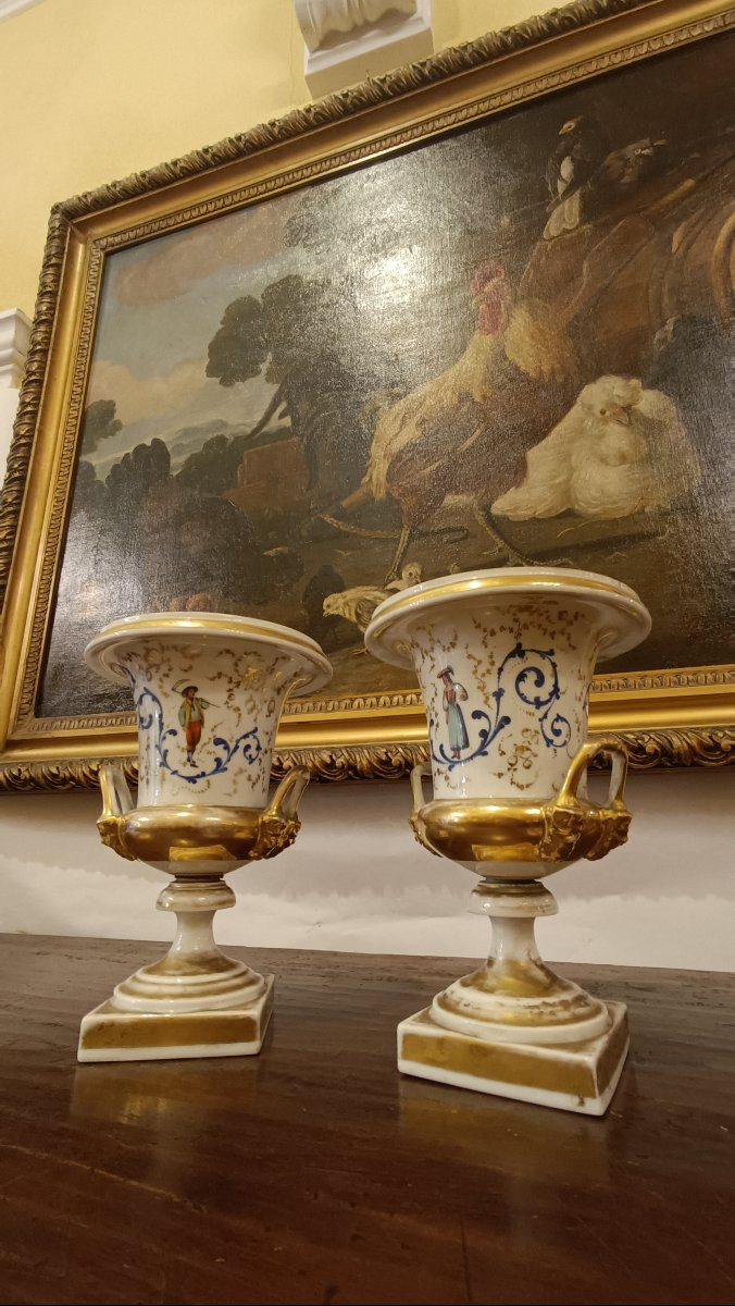PAIRE DE VASES EN PORCELAINE EMPIRE DÉBUT DU 19ème SIÈCLE-photo-6