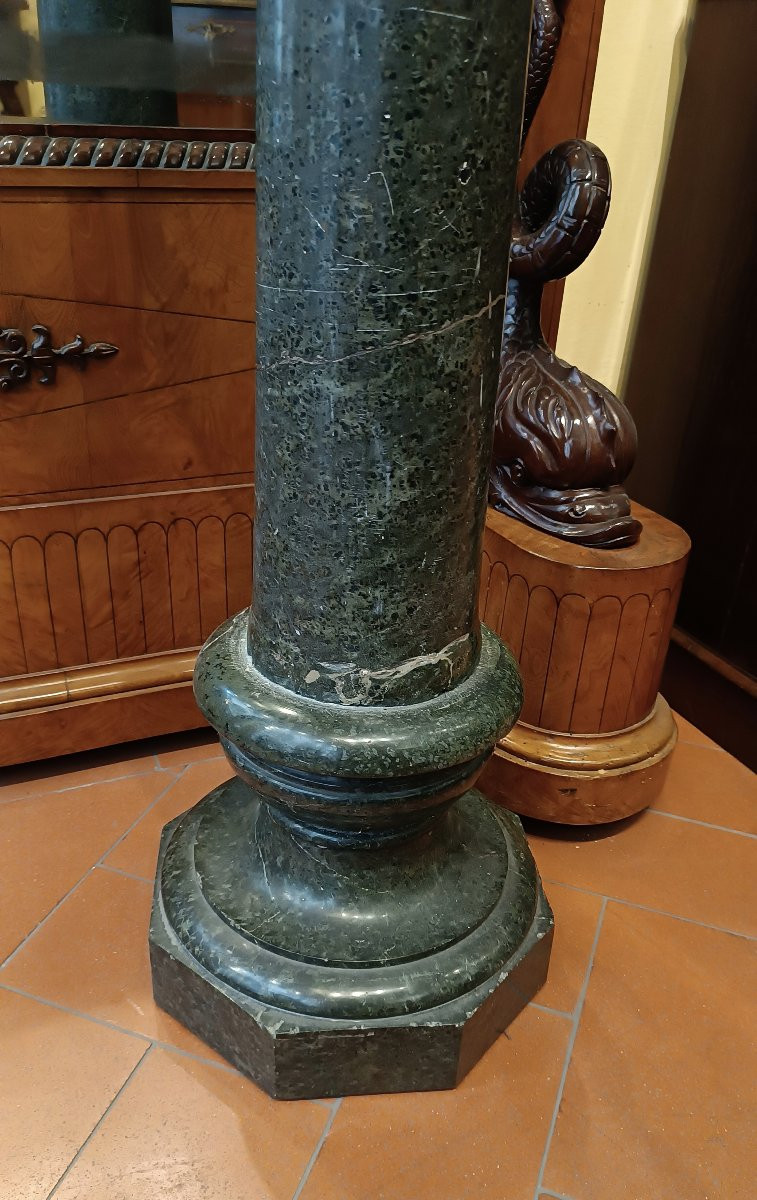 Mid-18th Century Green Marble Column With Graffito-photo-2