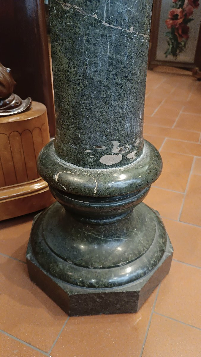 Mid-18th Century Green Marble Column With Graffito-photo-3