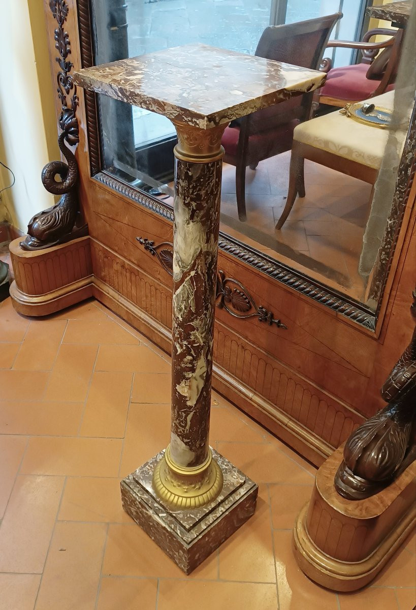 COLONNE EN MARBRE ROUGE MILIEU DU 19ème SIÈCLE-photo-2