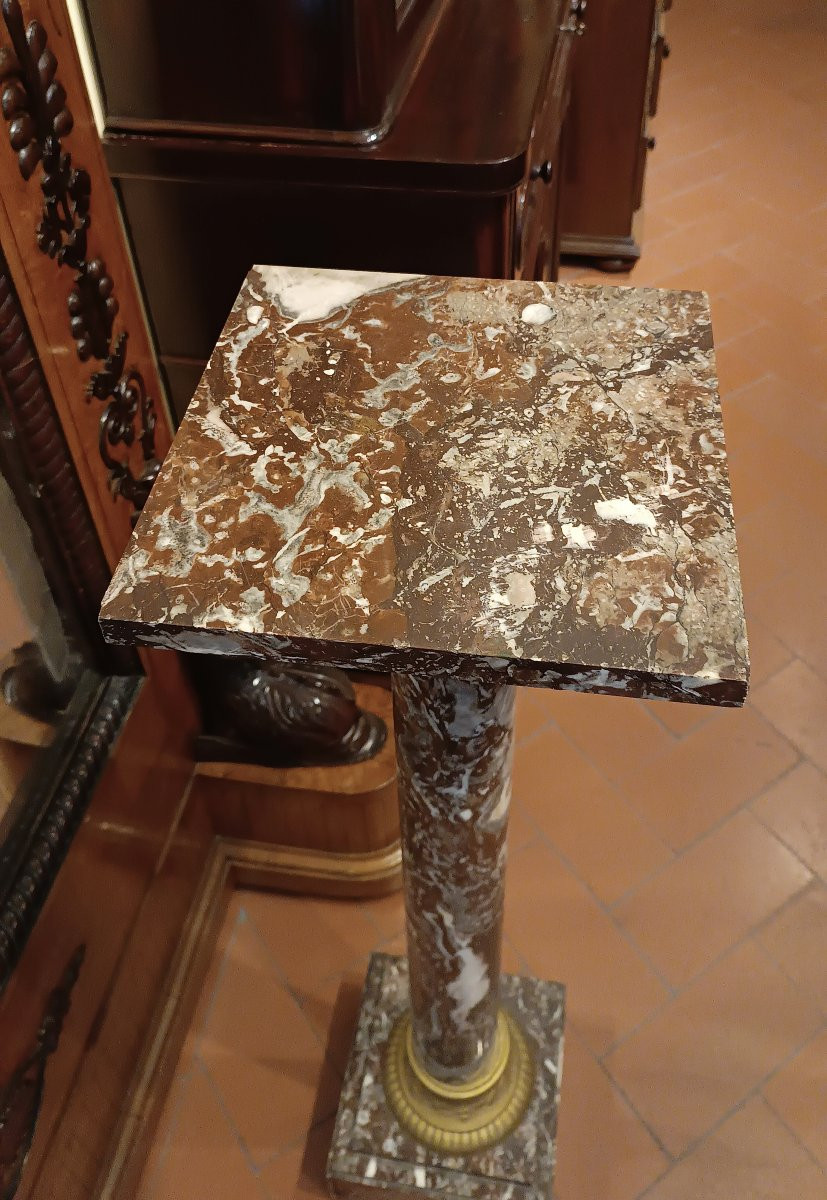 COLONNE EN MARBRE ROUGE MILIEU DU 19ème SIÈCLE-photo-1