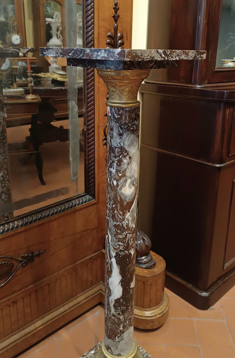 COLONNE EN MARBRE ROUGE MILIEU DU 19ème SIÈCLE-photo-2