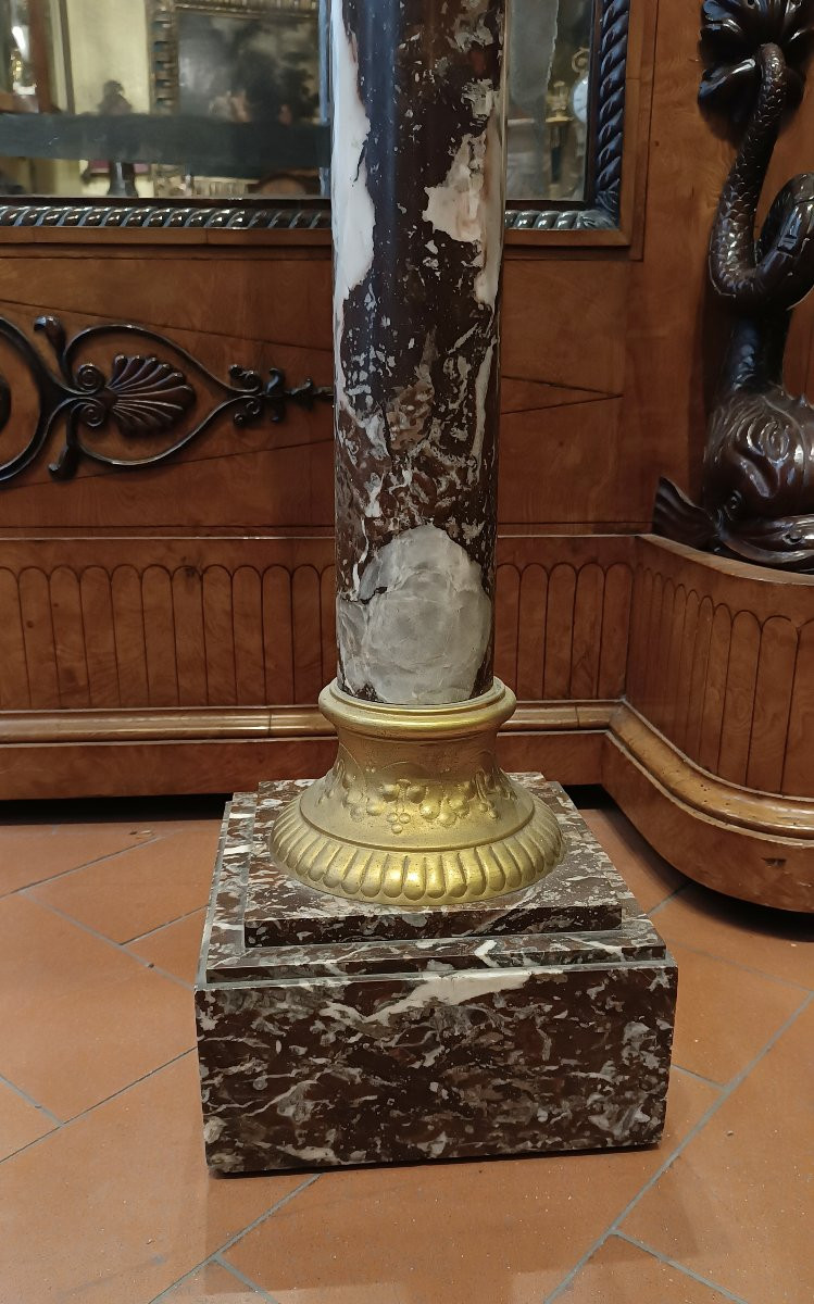 COLONNE EN MARBRE ROUGE MILIEU DU 19ème SIÈCLE-photo-3
