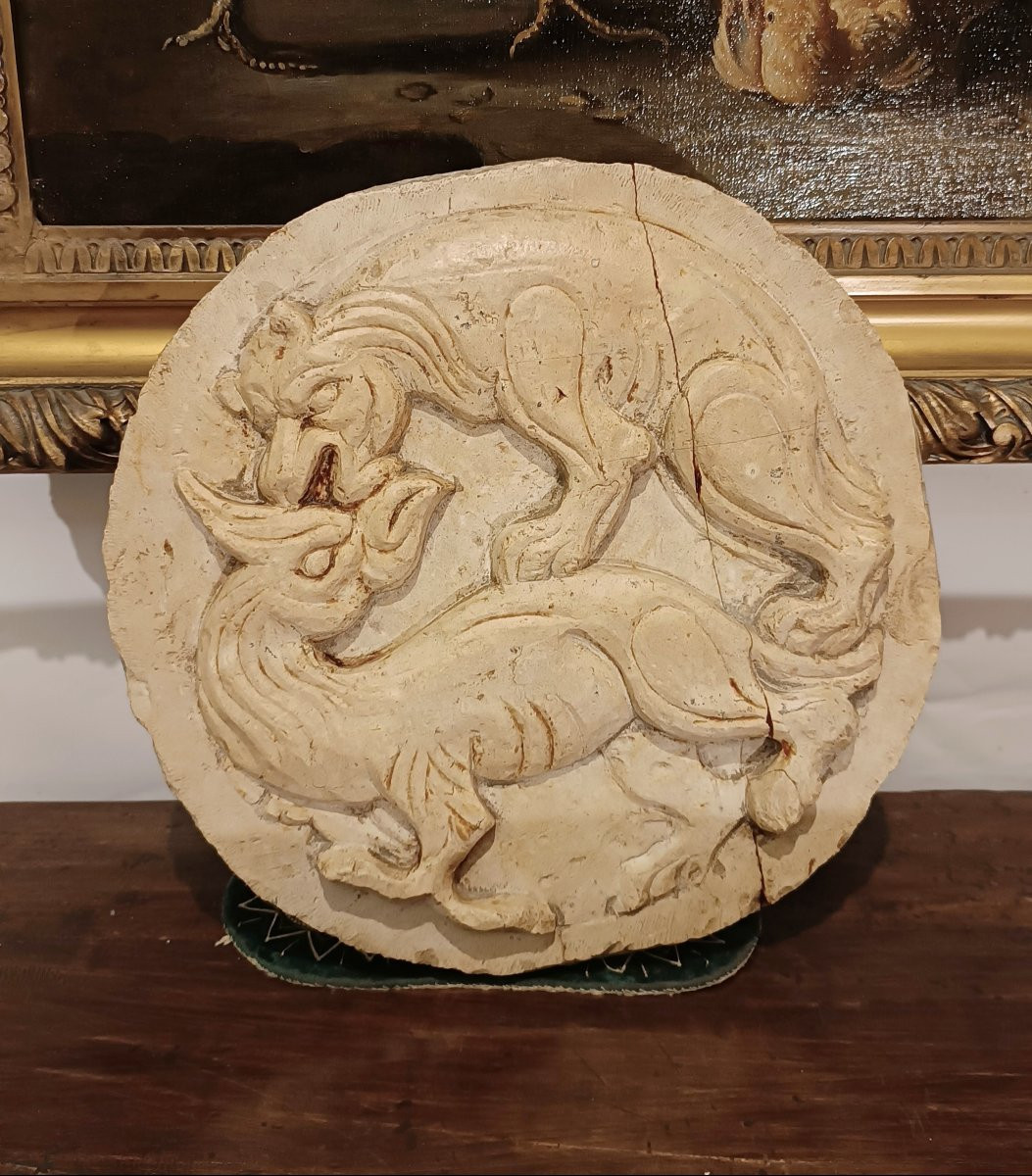 PATÈRE VÉNITIENNE EN PIERRE D'ISTRIE DÉBUT DU 17ème SIÈCLE-photo-5