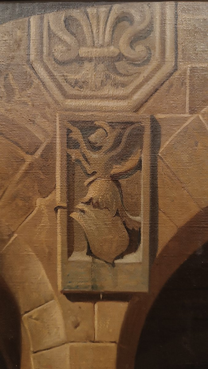 Mid-19th Century Painting Of The Interior Of The Bargello In Florence-photo-8