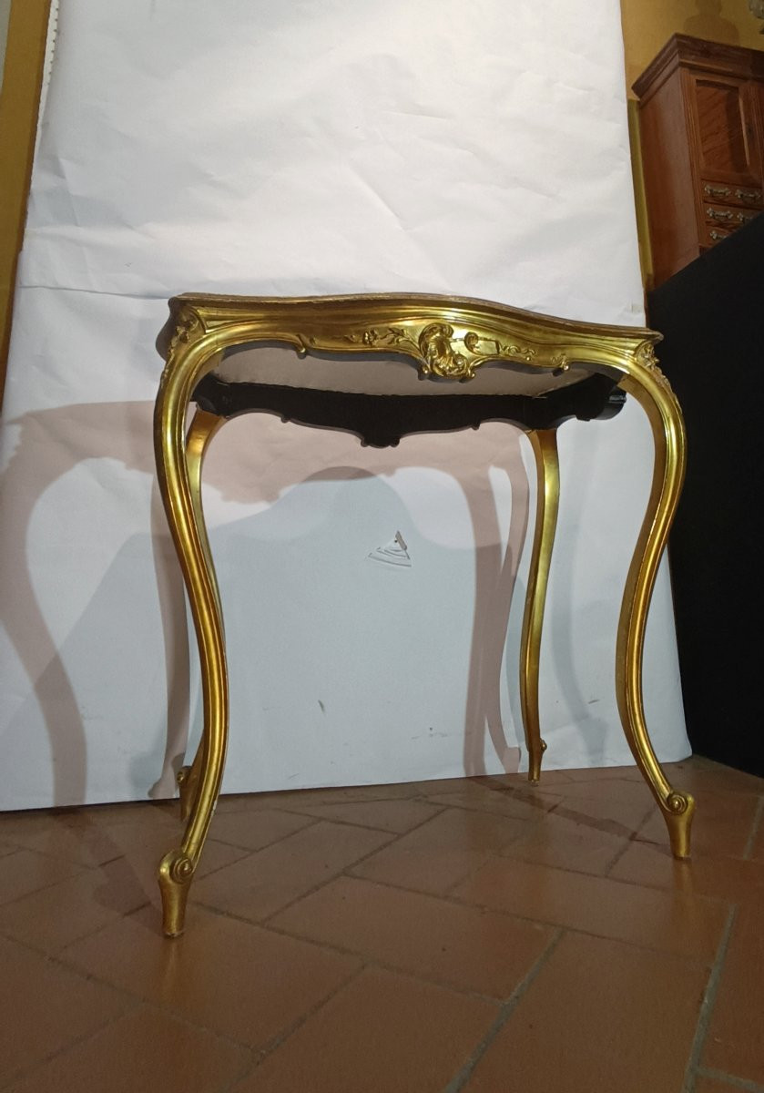 TABLE BASSE EN BOIS DORÉ STYLE LOUIS XV MILIEU DU 19ème SIÈCLE-photo-2