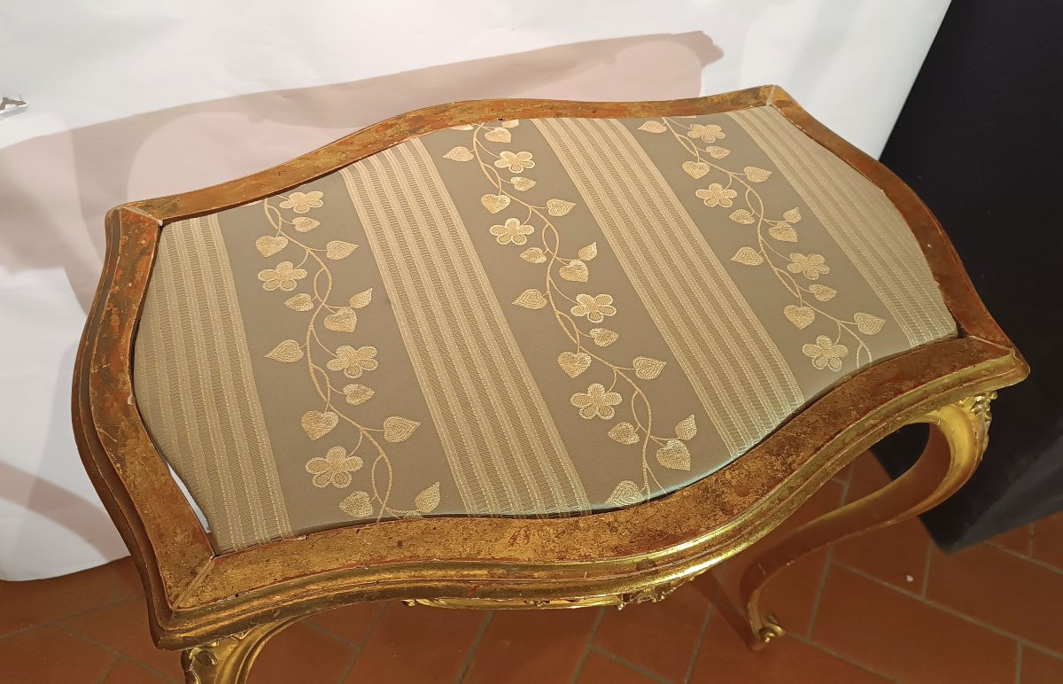 TABLE BASSE EN BOIS DORÉ STYLE LOUIS XV MILIEU DU 19ème SIÈCLE-photo-2
