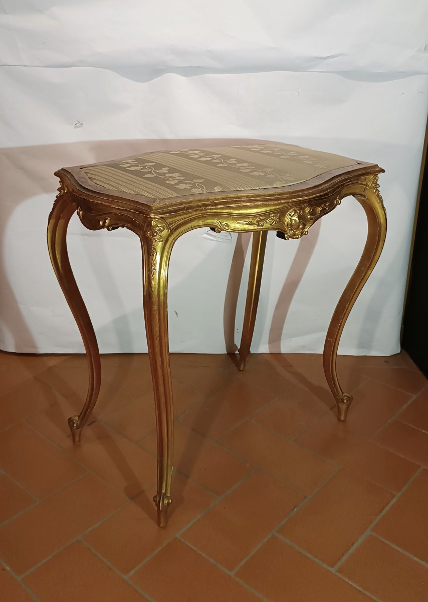 TABLE BASSE EN BOIS DORÉ STYLE LOUIS XV MILIEU DU 19ème SIÈCLE-photo-3