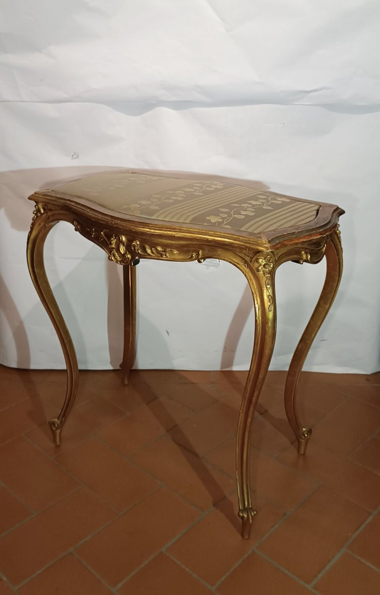 TABLE BASSE EN BOIS DORÉ STYLE LOUIS XV MILIEU DU 19ème SIÈCLE-photo-5