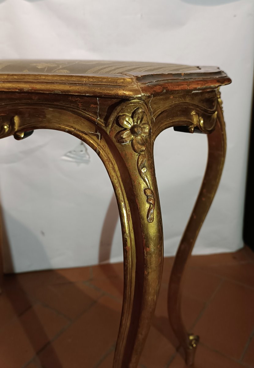 TABLE BASSE EN BOIS DORÉ STYLE LOUIS XV MILIEU DU 19ème SIÈCLE-photo-6