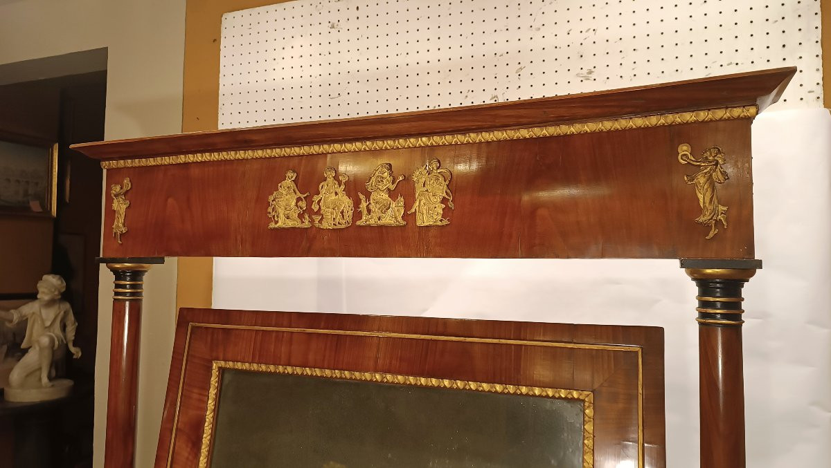 PSYCHÉ EMPIRE EN NOYER DÉBUT DU 19ème SIÈCLE-photo-5