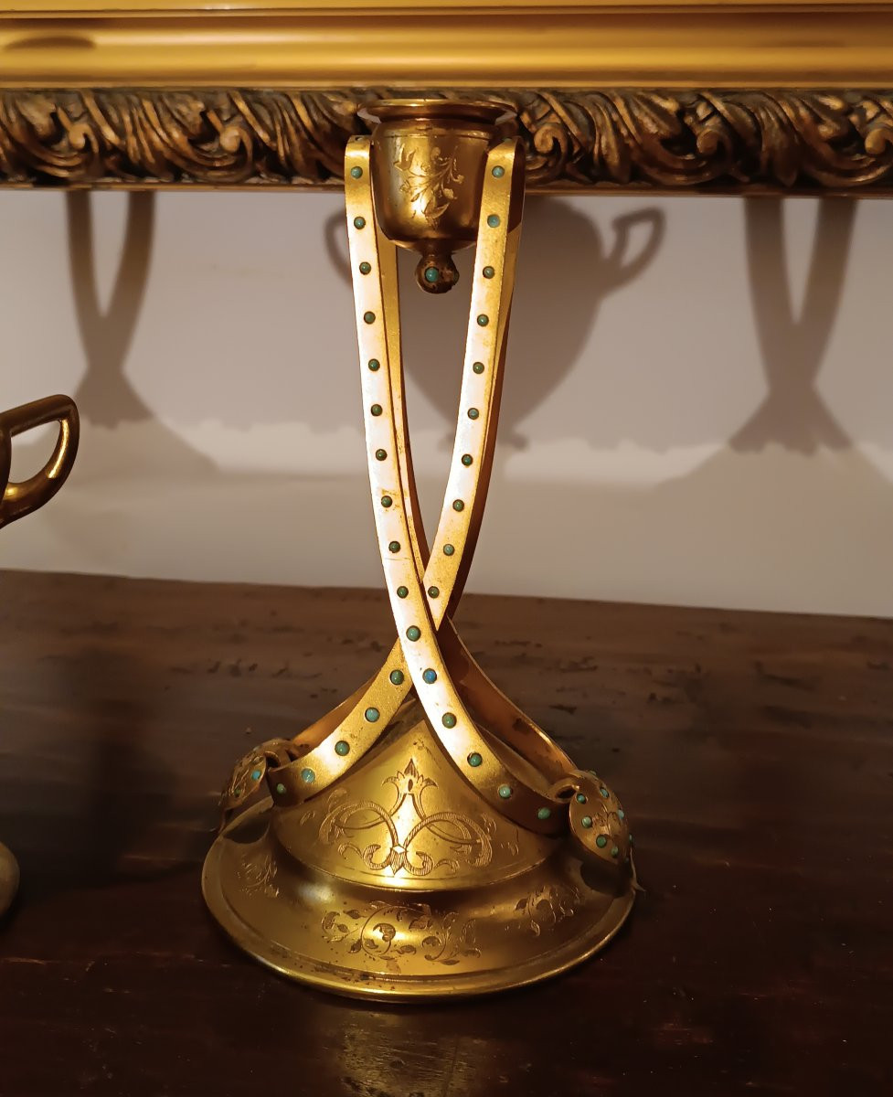 Mid-19th Century Triptych With Clock And Candelabra-photo-1