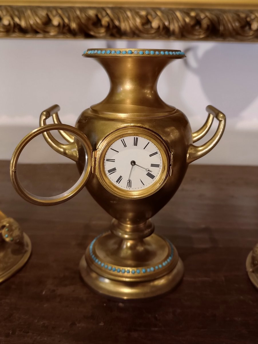 Mid-19th Century Triptych With Clock And Candelabra-photo-5