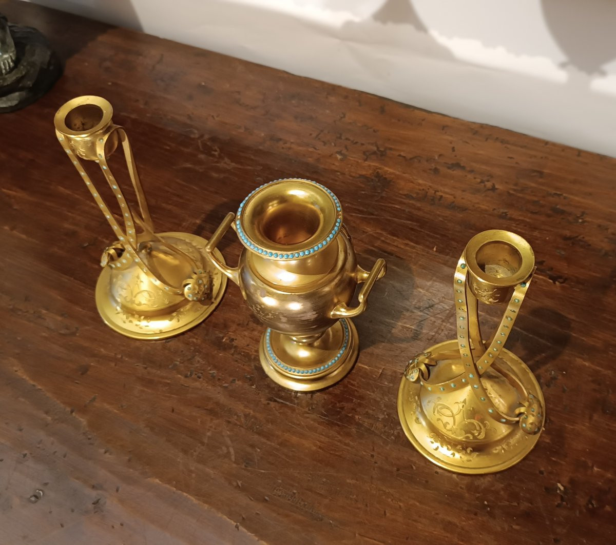 Mid-19th Century Triptych With Clock And Candelabra-photo-6