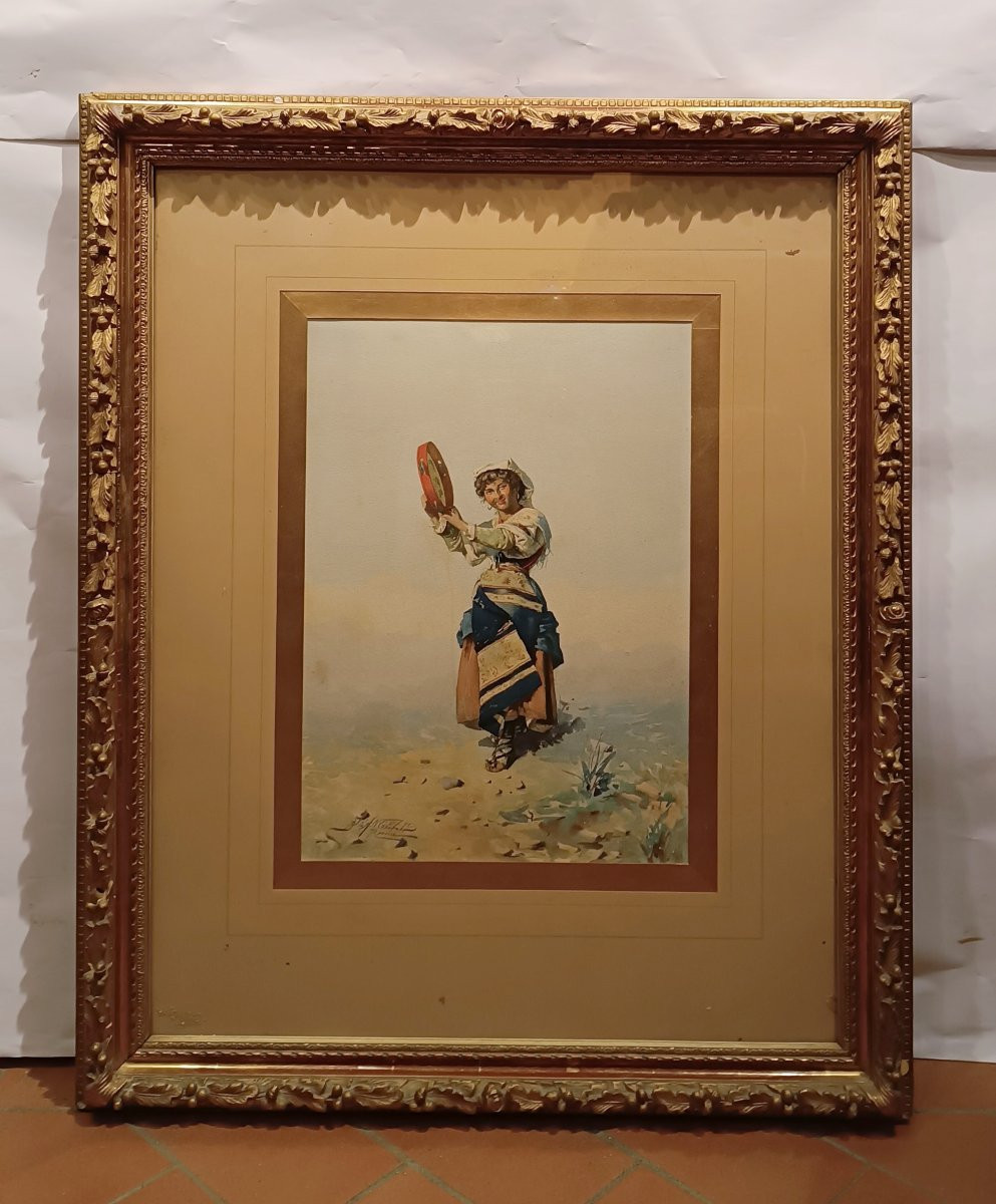 PAIRE D'AQUARELLES DE BERGERS PAR DOMENICO DE ANGELIS FIN DU 18ème SIÈCLE-photo-4