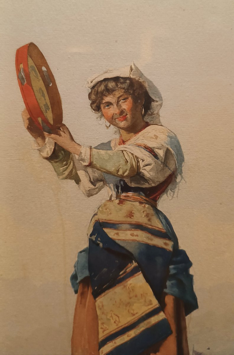 PAIRE D'AQUARELLES DE BERGERS PAR DOMENICO DE ANGELIS FIN DU 18ème SIÈCLE-photo-7