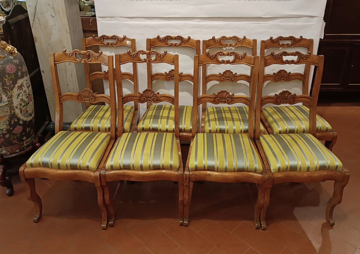 Set Of Eight Lemon-finished Chairs From The Mid-19th Century-photo-2