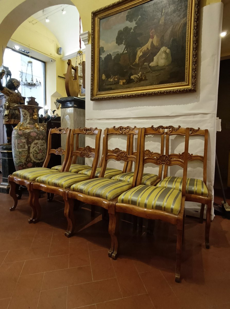 Set Of Eight Lemon-finished Chairs From The Mid-19th Century-photo-3