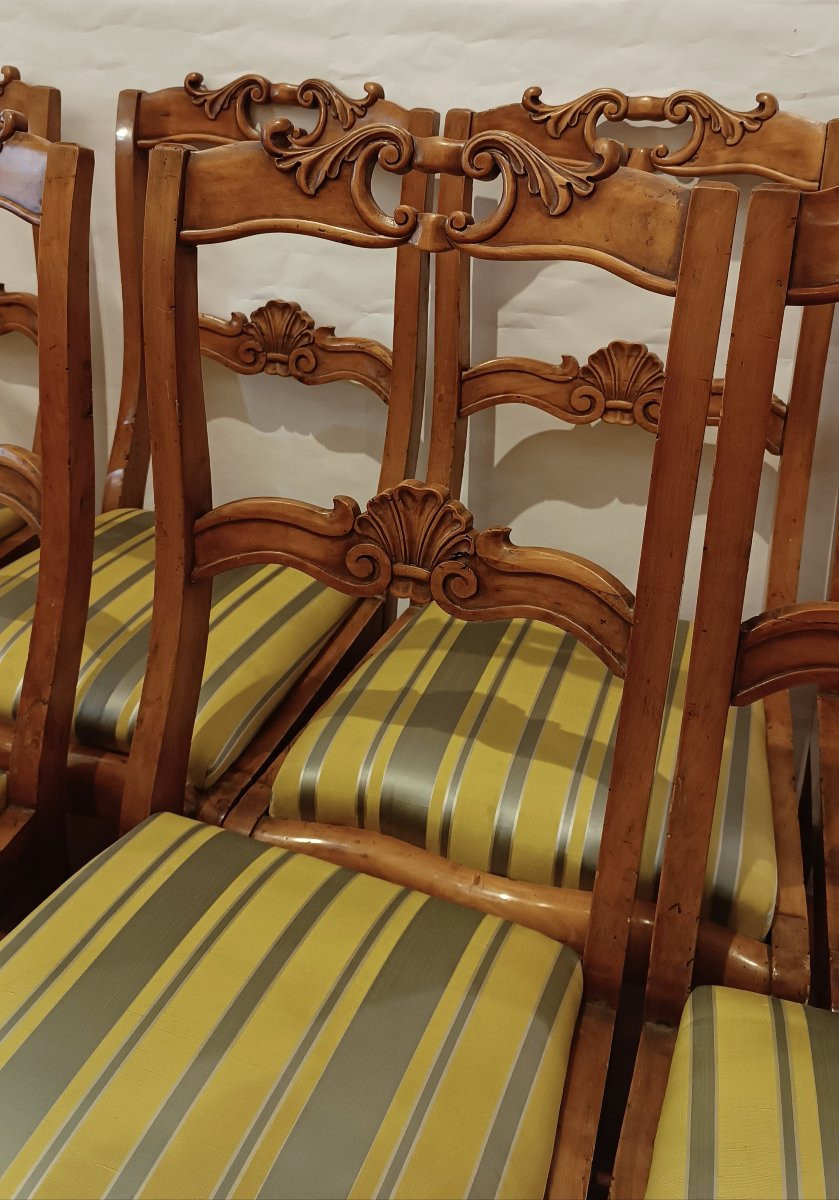 Set Of Eight Lemon-finished Chairs From The Mid-19th Century-photo-1