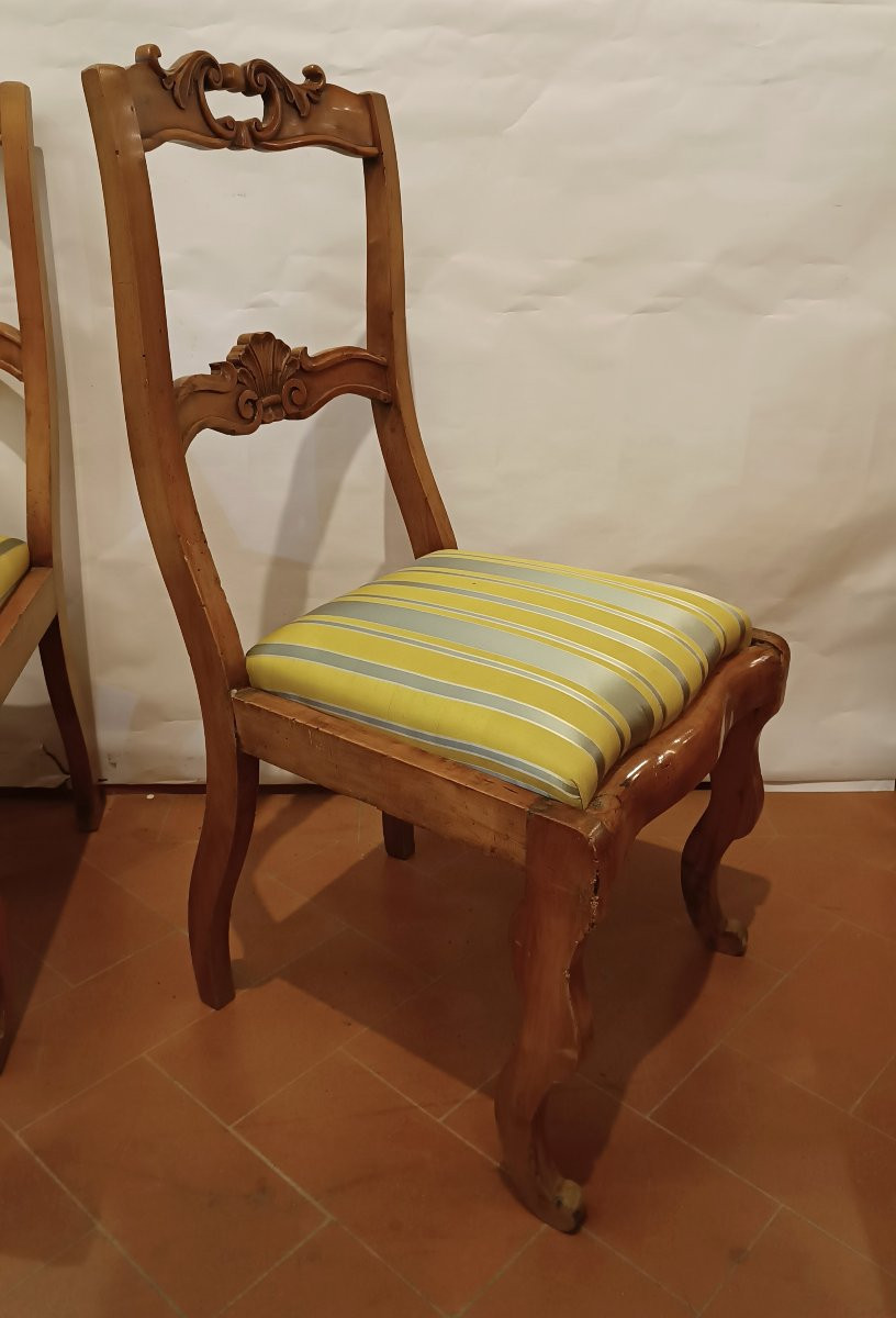 Set Of Eight Lemon-finished Chairs From The Mid-19th Century-photo-3