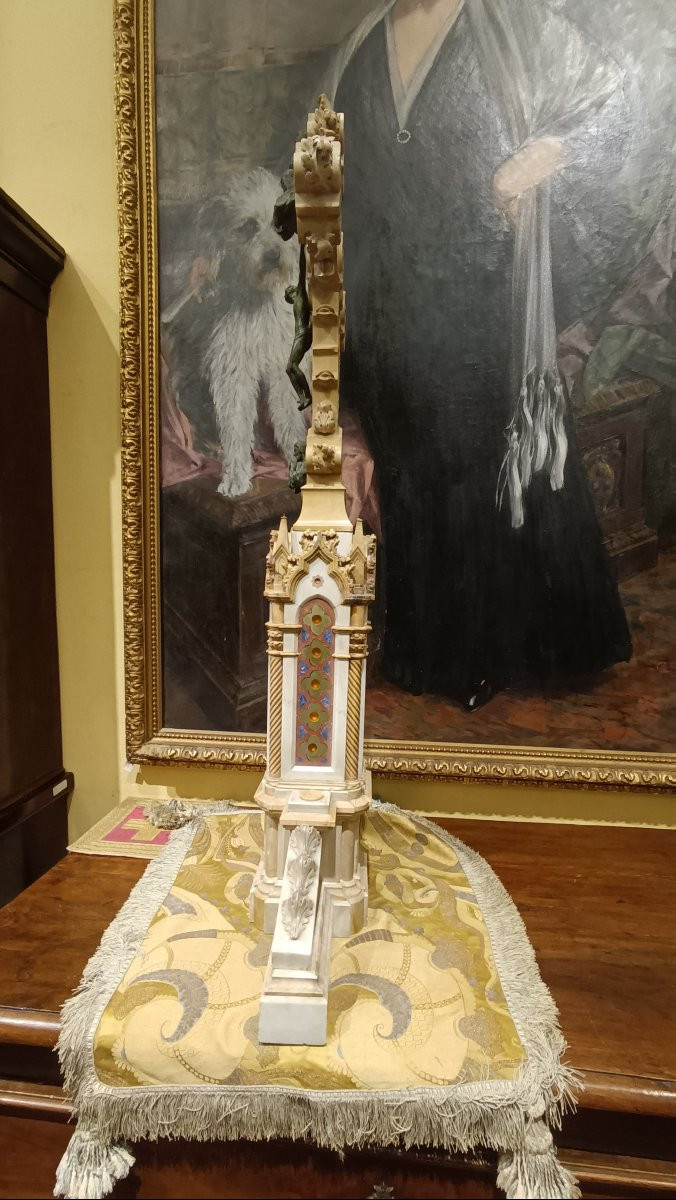 Mid-19th Century Marble And Semi-precious Stone Crucifix-photo-8