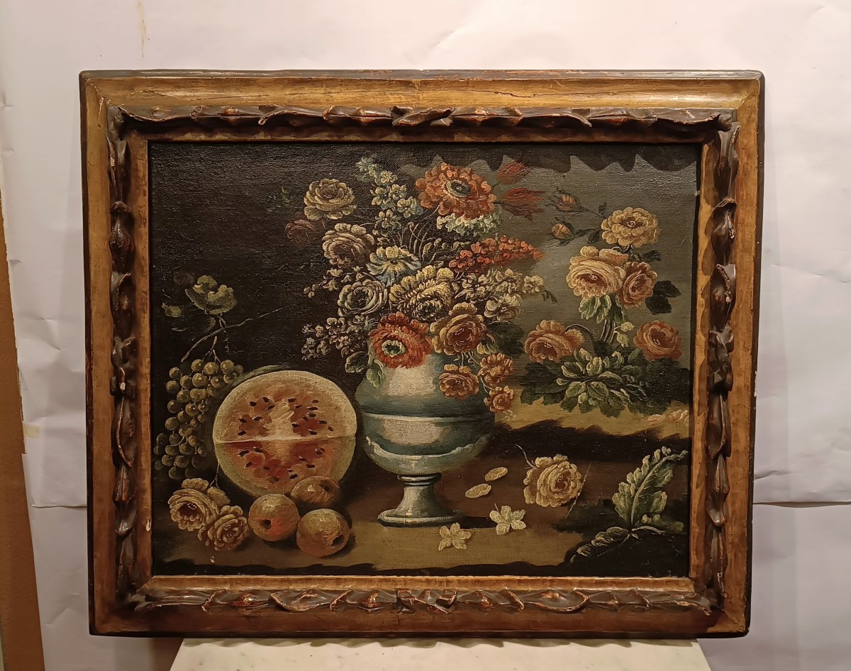 17th Century Painting Of Still Life And Watermelon