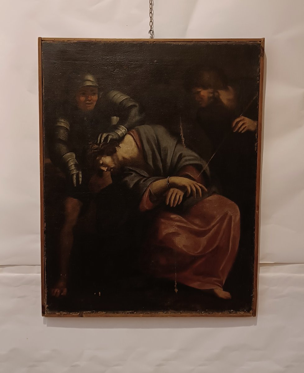 TABLEAU "CHRIST MOQUÉ" PREMIÈRE MOITIÉ DU 17ème SIÈCLE-photo-5