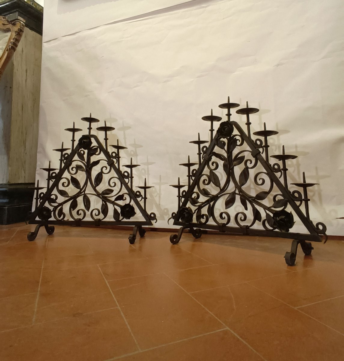 Pair Of Late 19th Century Iron Candlesticks-photo-2
