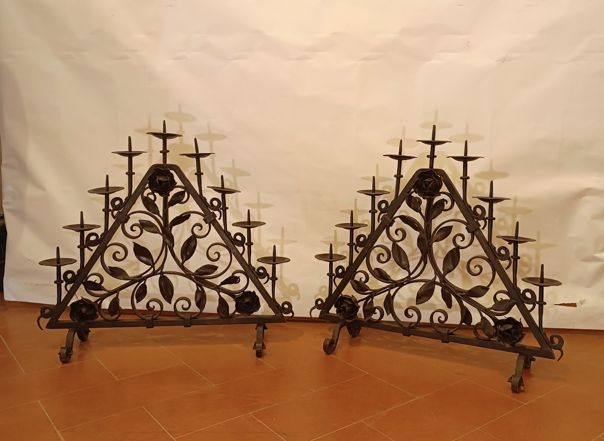 Pair Of Late 19th Century Iron Candlesticks-photo-1