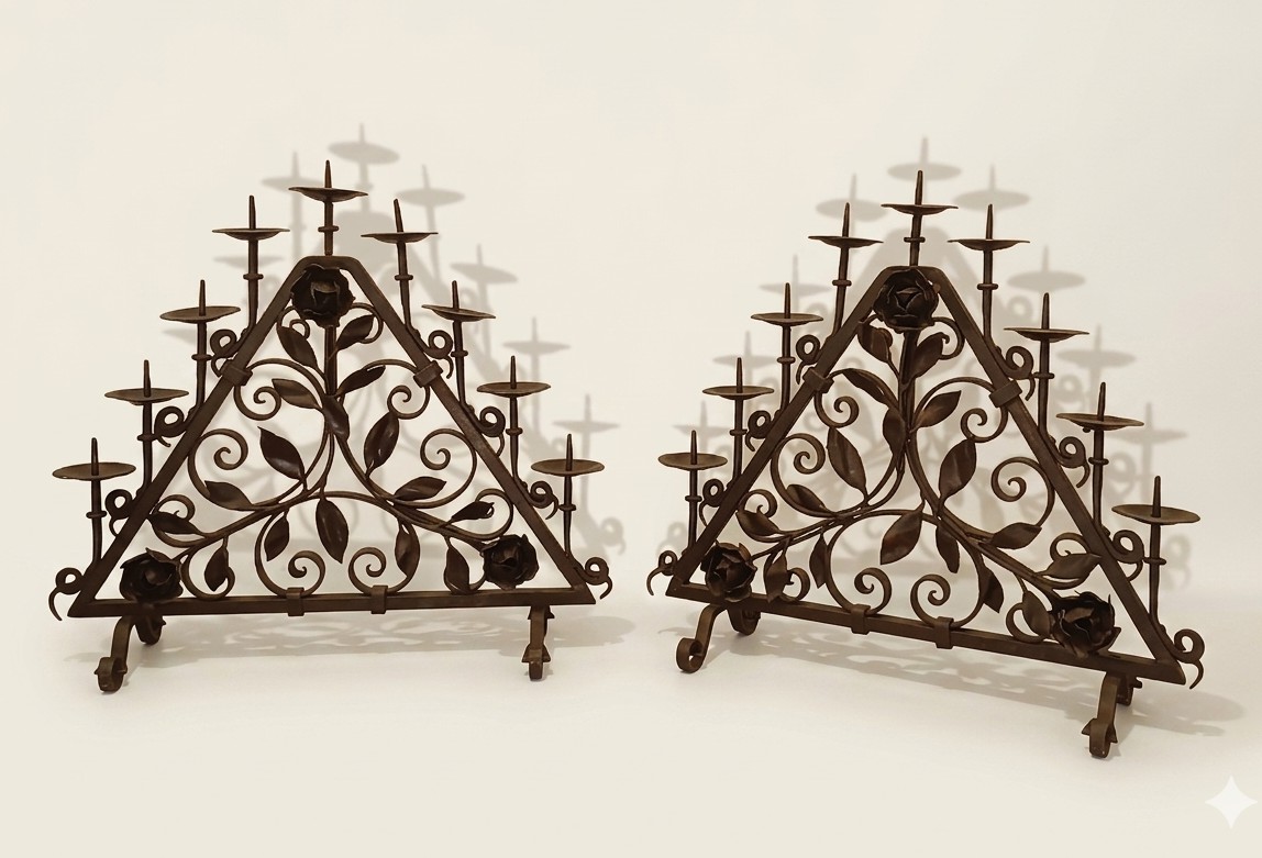 Pair Of Late 19th Century Iron Candlesticks