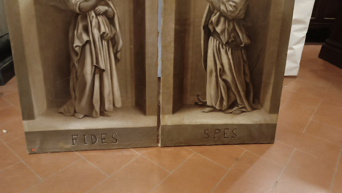 QUATRE TABLEAUX DES VERTUS CARDINALES MILIEU DU 18ème SIÈCLE-photo-7