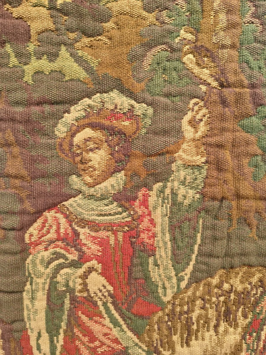 TAPISSERIE À DÉCOR DE SCÈNES DE CHASSE FIN DU XIXème SIÈCLE-photo-2