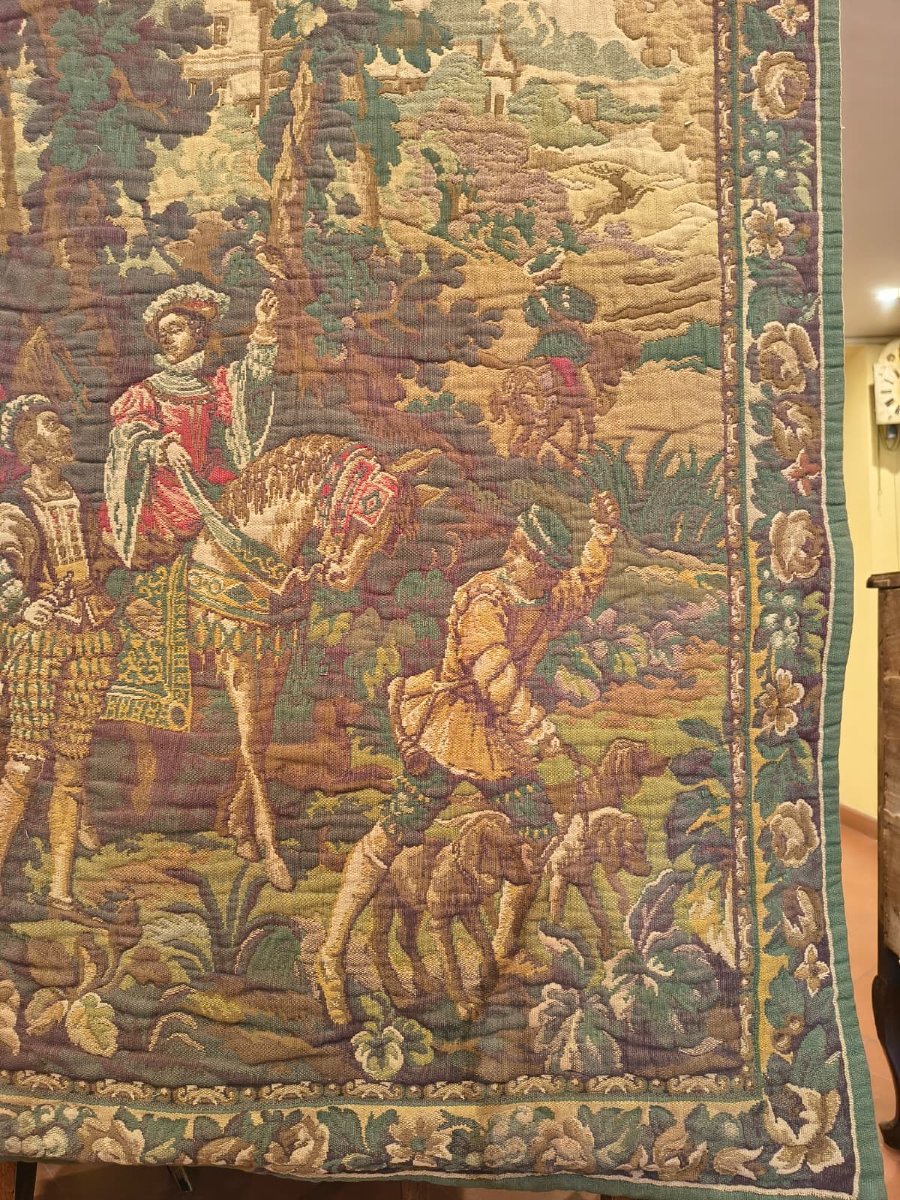 TAPISSERIE À DÉCOR DE SCÈNES DE CHASSE FIN DU XIXème SIÈCLE-photo-3