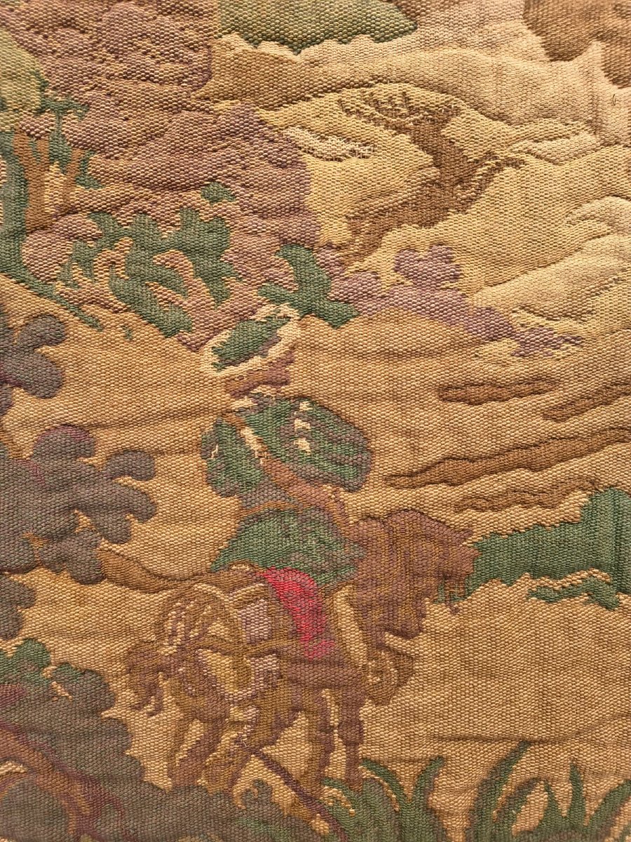 TAPISSERIE À DÉCOR DE SCÈNES DE CHASSE FIN DU XIXème SIÈCLE-photo-4