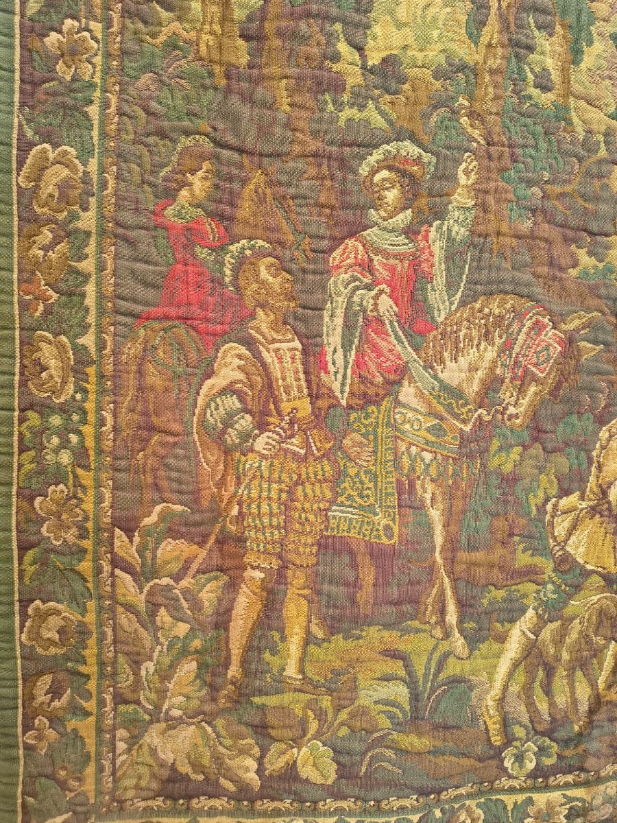 TAPISSERIE À DÉCOR DE SCÈNES DE CHASSE FIN DU XIXème SIÈCLE-photo-5