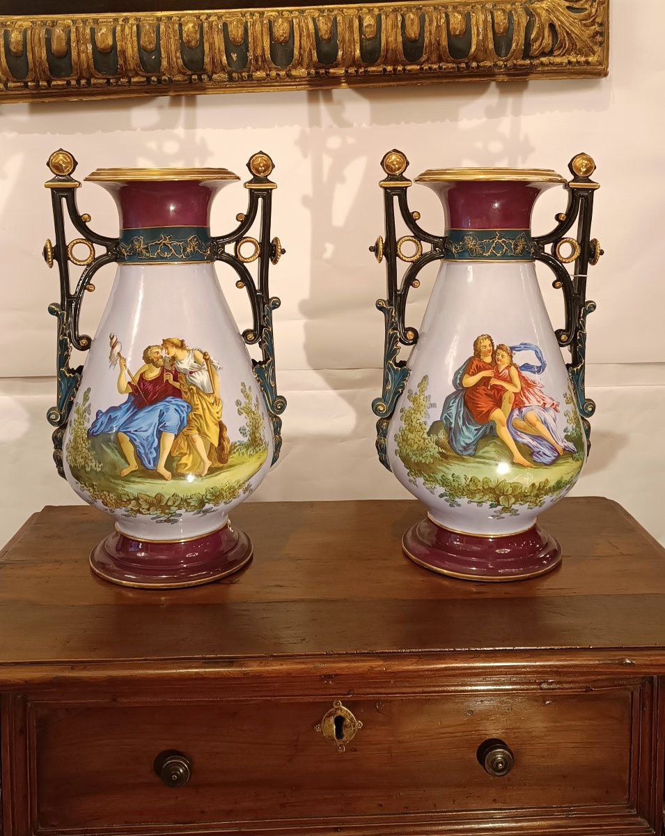  Mid-19th Century Biedermeier Porcelain Vases-photo-2