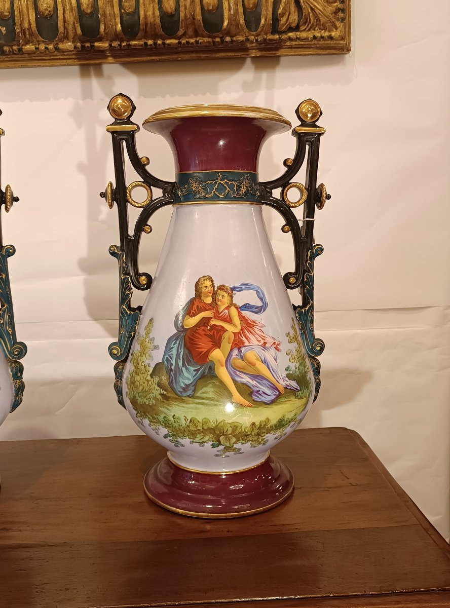  Mid-19th Century Biedermeier Porcelain Vases-photo-4