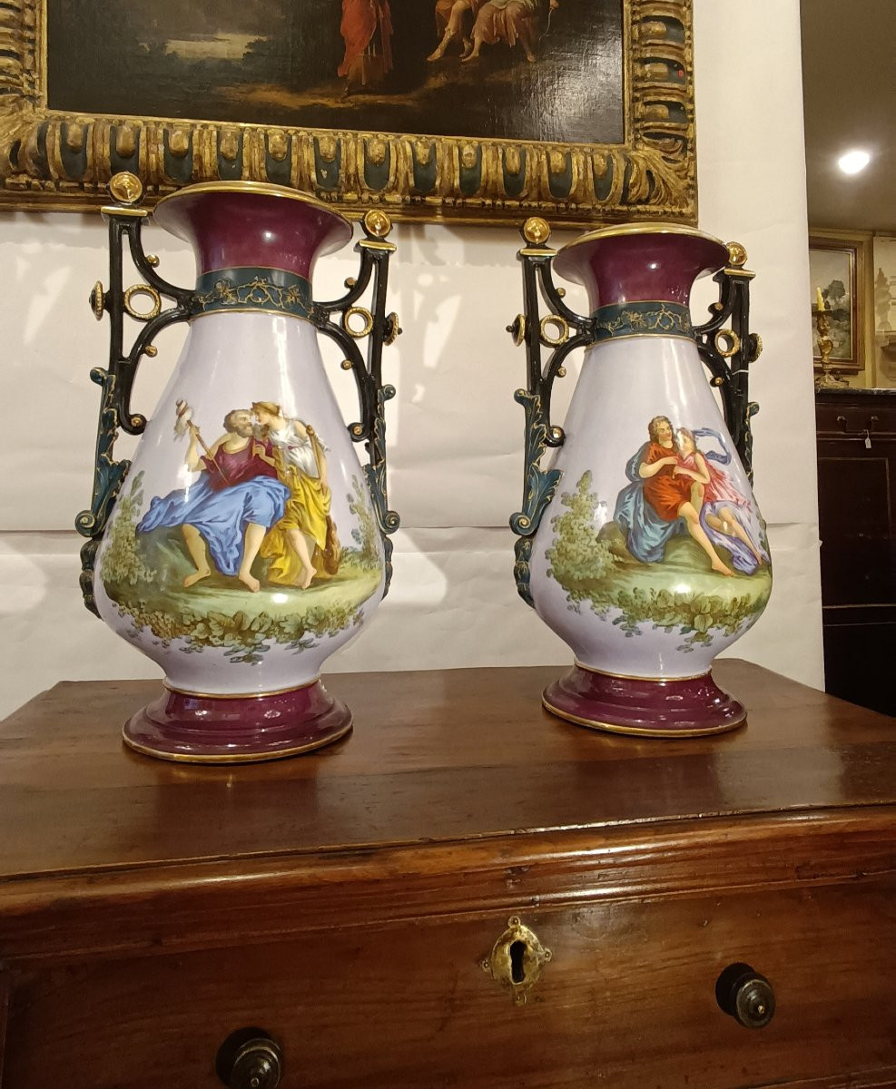  Mid-19th Century Biedermeier Porcelain Vases-photo-1