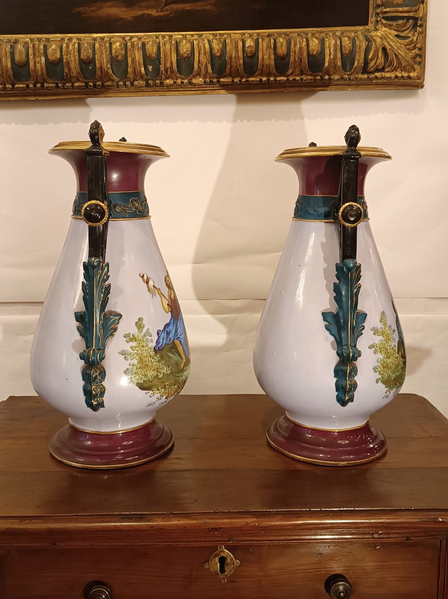  Mid-19th Century Biedermeier Porcelain Vases-photo-4