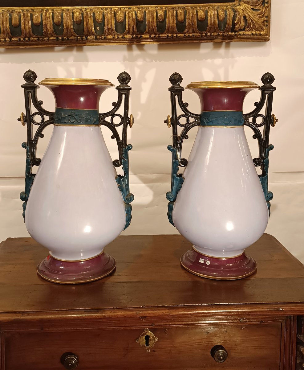  Mid-19th Century Biedermeier Porcelain Vases-photo-5